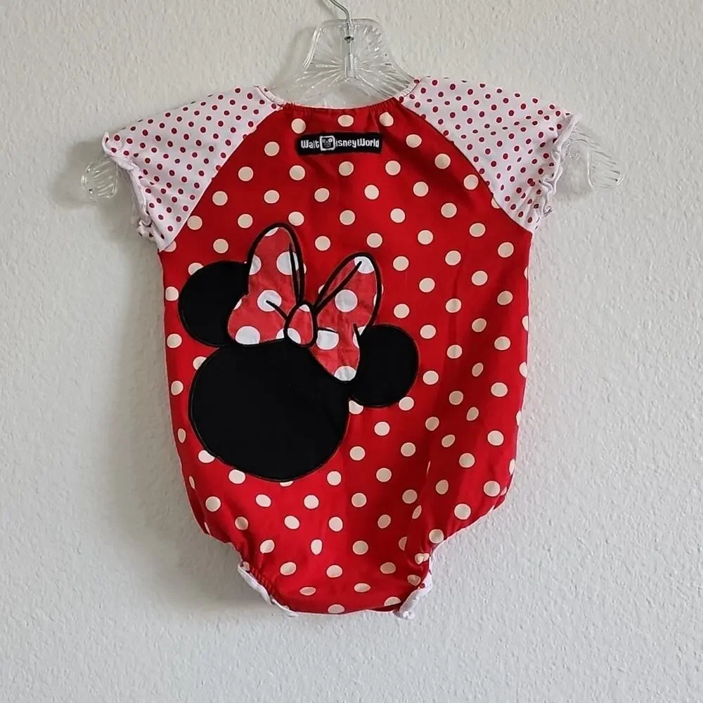 DISNEY Minnie Mouse One Piece Walt Disney World Polka Dot Size 24M Red